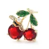 Red crystal cherry brooches
