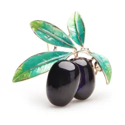 Purple olives brooches - enamel