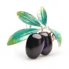 Purple olives brooches - enamel