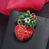 Red flower apple brooch
