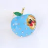 Blue bitten apple brooch - with crystal decoration