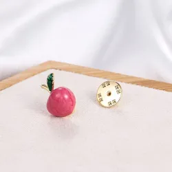 Pink apple brooches - rhodium plated / champagne gold