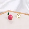 Pink apple brooches - rhodium plated / champagne gold
