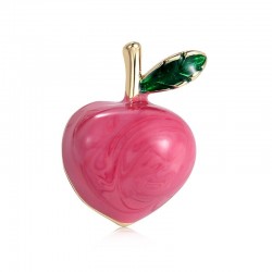 Pink apple brooches - rhodium plated / champagne gold