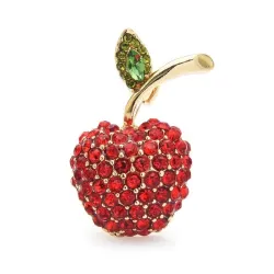 Red cherry brooch - rhinestone