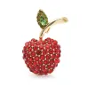 Red cherry brooch - rhinestone
