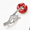 Sexy lady finger lip brooch - with crystal decoration