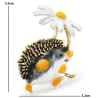 Hedgehog holding flower - crystal brooch