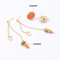 Pumpkin / carrot - long / stud long earringsEarrings