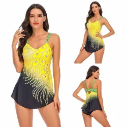 Bathing swimsuit - peacock feather print - two piece