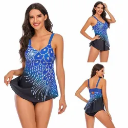 Bathing swimsuit - peacock feather print - two piece