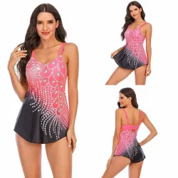 Bathing swimsuit - peacock feather print - two piece
