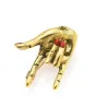 Punk hand gesture - red nail polish - brooch