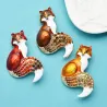 Crystal fox brooches