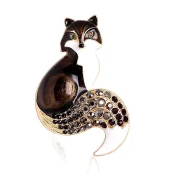 Crystal fox brooches