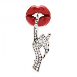 Sexy lady finger lip brooch - with crystal decoration