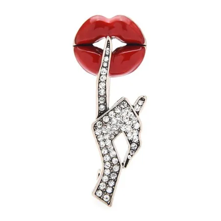 Sexy lady finger lip brooch - with crystal decoration