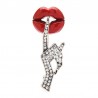Crystal hand with red lips - sexy broochBrooches