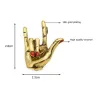 Punk hand gesture - red nail polish - brooch