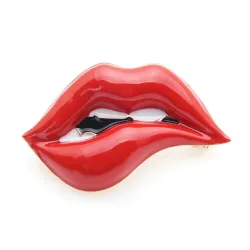 Red lip - enamel brooch