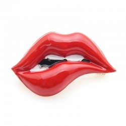 Red lips - enamel brooch