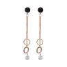 Rose gold tassel earrings - with crystal decoration