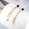 Rose gold tassel earrings - with crystal decoration