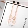 Rose gold tassel earrings - with crystal decoration