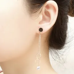 Rose gold tassel earrings - with crystal decoration