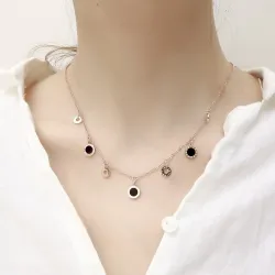 Gold necklace - round charms with Roman numbersNecklaces