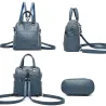 Leather shoulder bag - with multi zippers / hand strap
