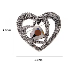3 heart black heart brooch - with heart charm