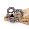 3 heart black heart brooch - with heart charm
