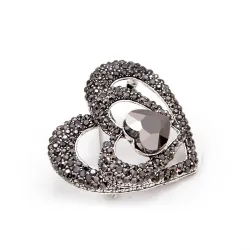 3 heart black heart brooch - with heart charm