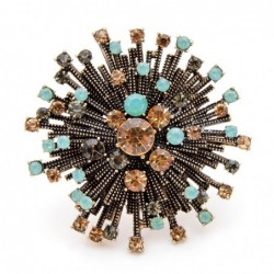 Vintage round flower - brooch with crystalsBrooches