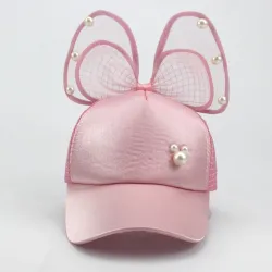 Bunny ears - girls baseball cap - with pearl decoration