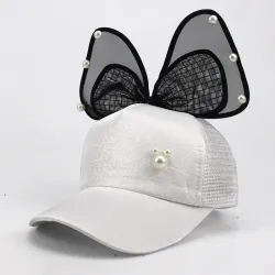 Bunny ears - girls baseball cap - with pearl decoration