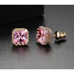 Minimalistic rectangle - crystal earring