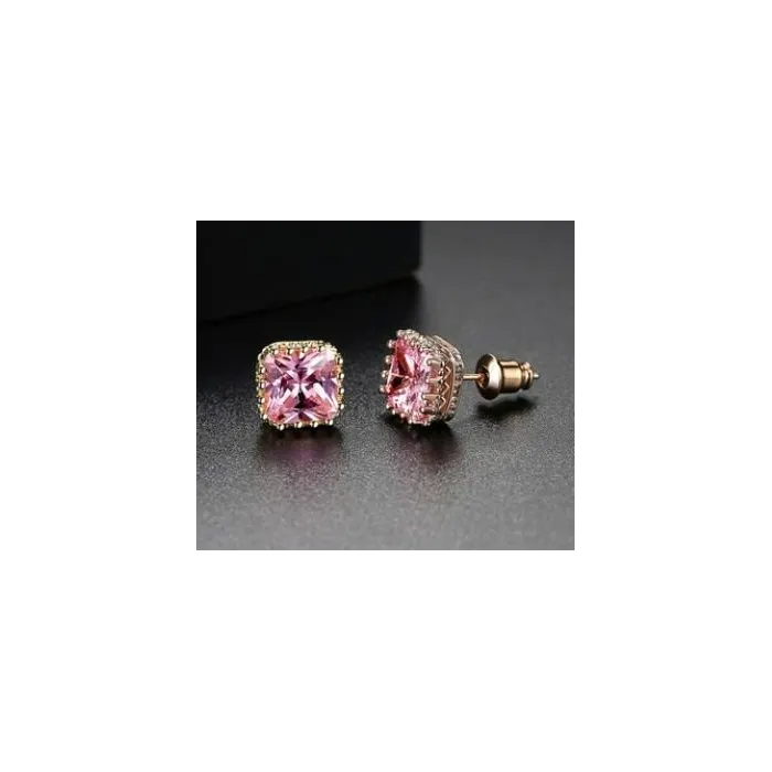 Minimalistic rectangle - crystal earring