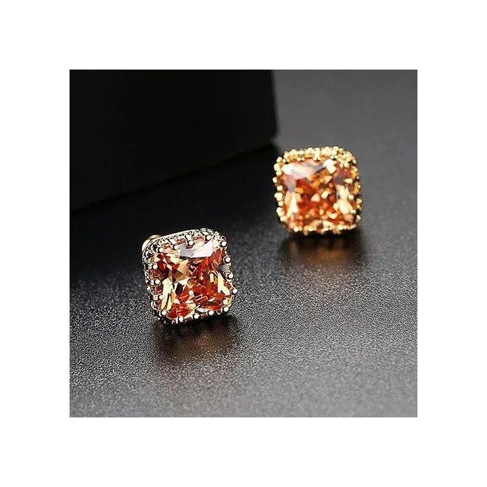 Minimalistic rectangle - crystal earring