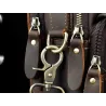Leather shoulder bag / satchel - with strap / front pocket