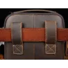 Leather shoulder bag / satchel - with strap / front pocket