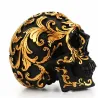 Black skull head - with golden carvings - resin statueHalloween & Party
