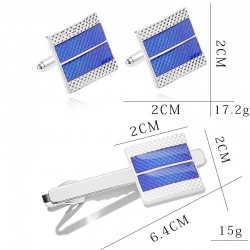 Blue square cufflinks / tie clip - zinc alloyCufflinks