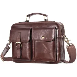 Vintage shoulder bag - with strap / zippers - genuine cowhide leatherBags