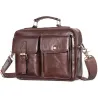 Sac à bandoulière vintage - avec sangle / fermetures à glissière - cuir de vachette véritable