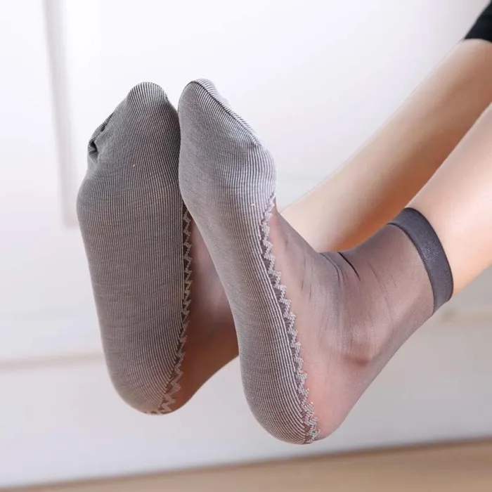 Soft socks - with non-slip bottom - transparent thin silkWomen's fashion