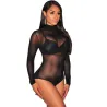 Body en maille transparente - avec demi col roulé - manches longues