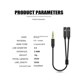 Répartiteur audio - Câble AUX - 1 mâle vers 2 femelles - Jack 3,5 mm