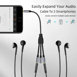 Audio splitter - AUX cable - 3 female to 1 male - 3.5mm jack - iPhone / Samsung / MP3 playerSplitters